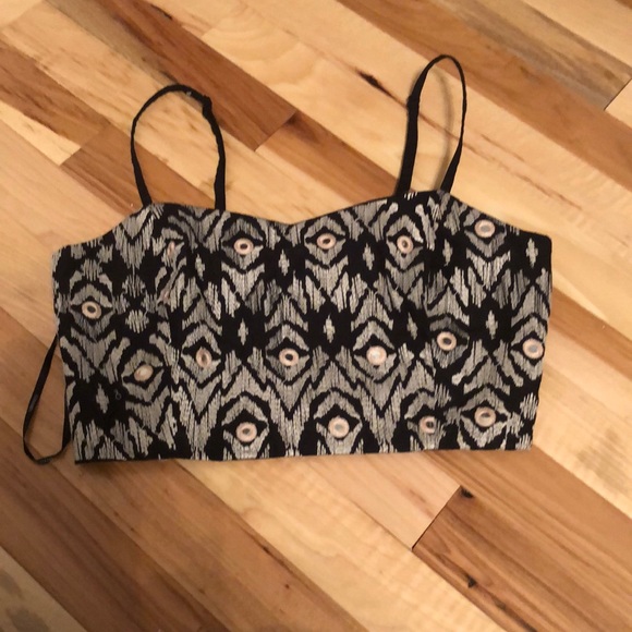 Black embroidered mirror crop top - Picture 1 of 6